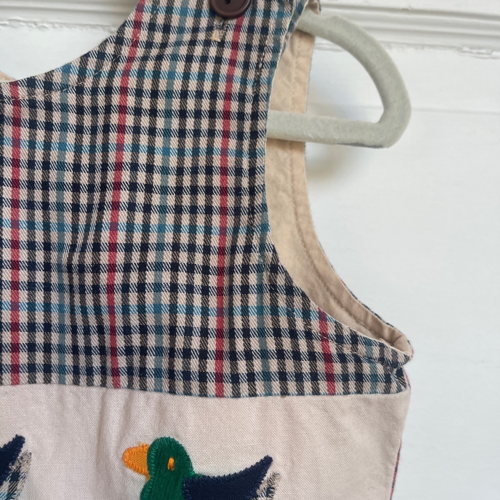 9mo Funtasia Too! Gingham Plaid Duck Embroidered Boy’s Shortall - Picture 5 of 9